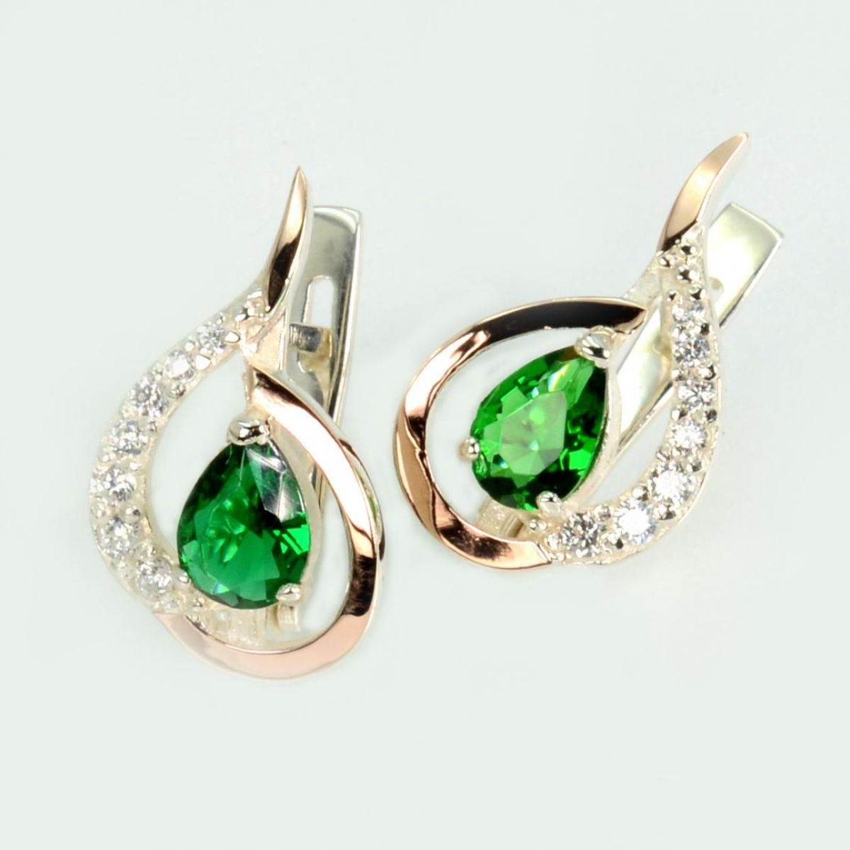 Серебряные серьги с золотыми вставками (164с)