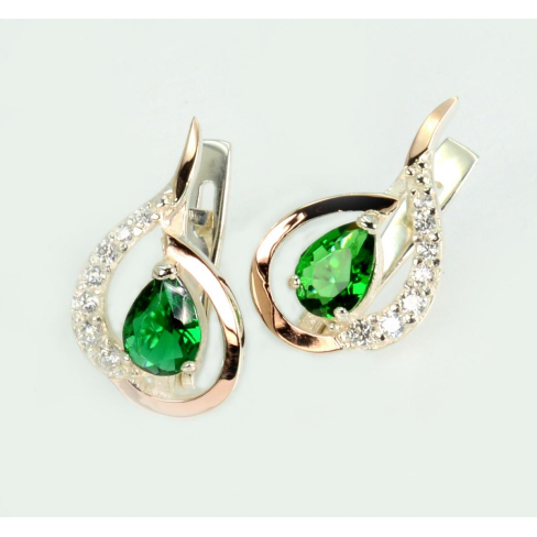 Серебряные серьги с золотыми вставками