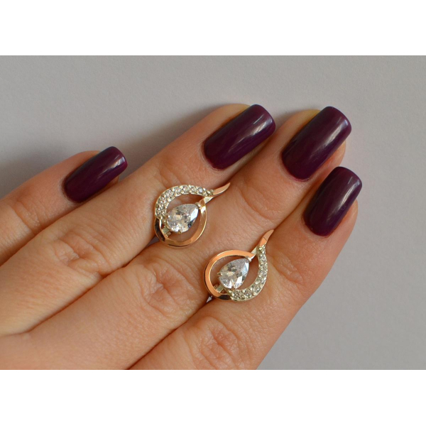 Серебряные серьги с золотыми вставками (164с)