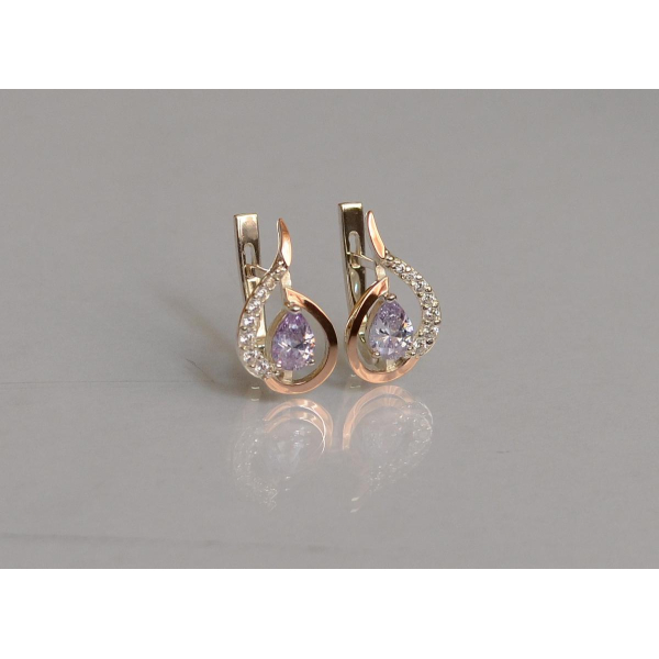 Серебряные серьги с золотыми вставками (164с)