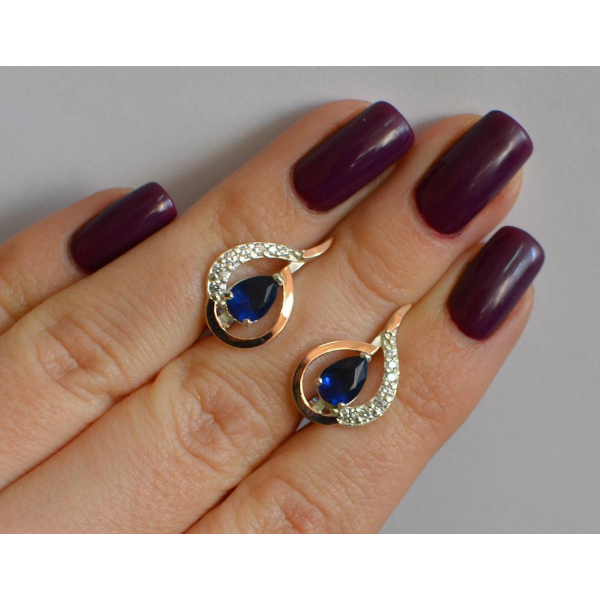 Серебряные серьги с золотыми вставками (164с)