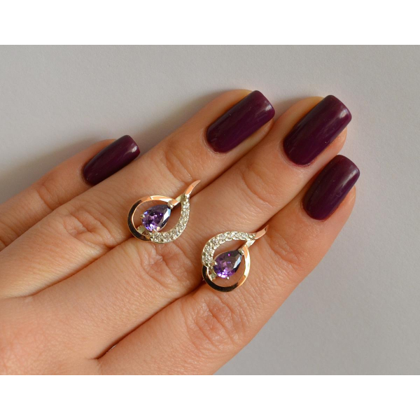 Серебряные серьги с золотыми вставками (164с)