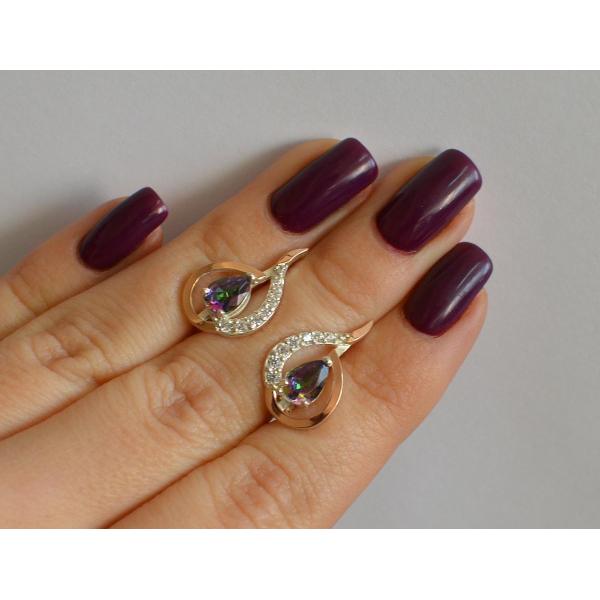 Серебряные серьги с золотыми вставками (164с)