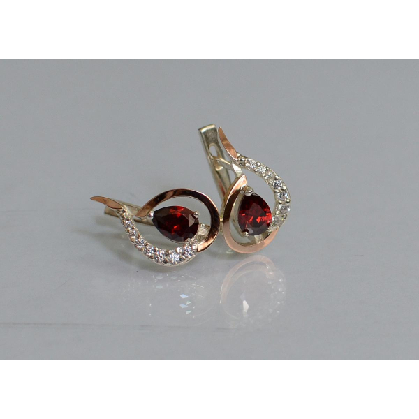 Серебряные серьги с золотыми вставками (164с)