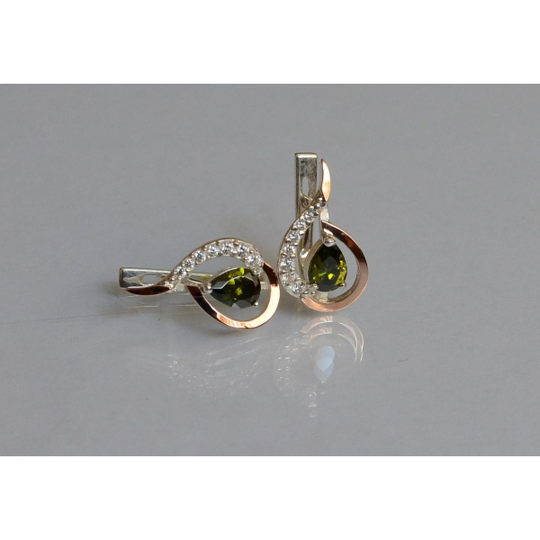 Серебряные серьги с золотыми вставками (164с)