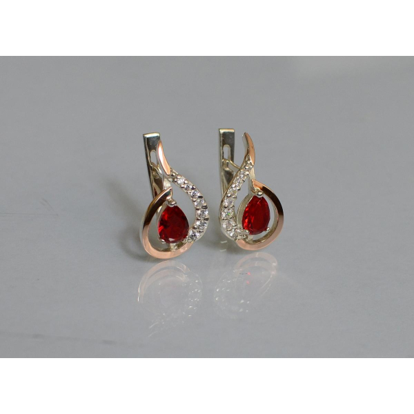 Серебряные серьги с золотыми вставками (164с)