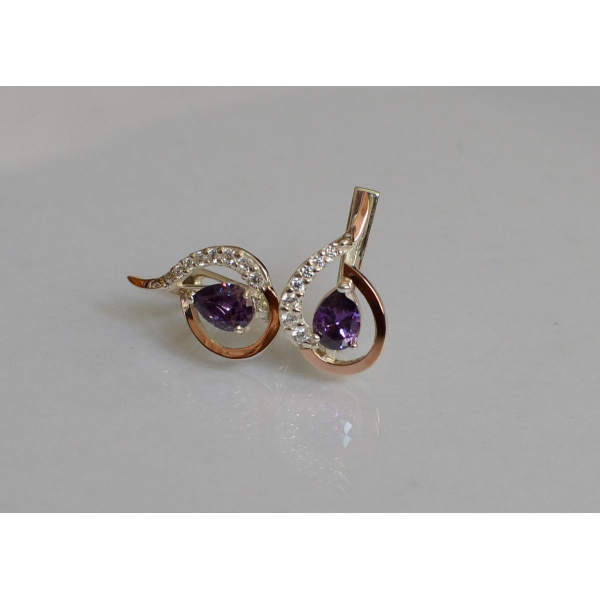 Серебряные серьги с золотыми вставками (164с)