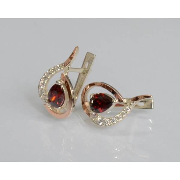 Серебряные серьги с золотыми вставками (164с)