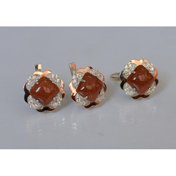 Серебряный набор с золотыми пластинами (165)