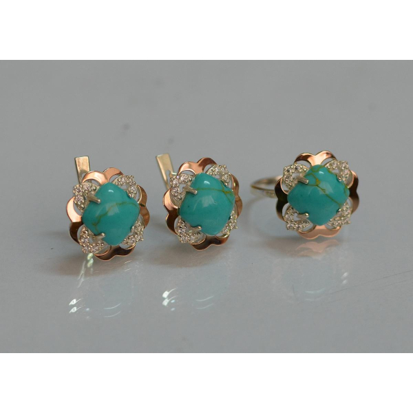 Серебряный набор с золотыми пластинами (165)