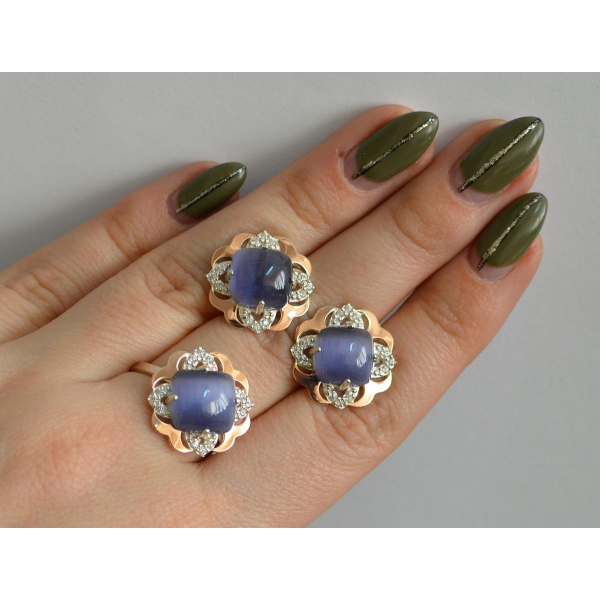 Серебряный набор с золотыми пластинами (165)