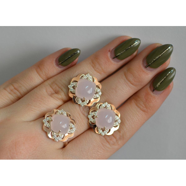 Серебряный набор с золотыми пластинами (165)