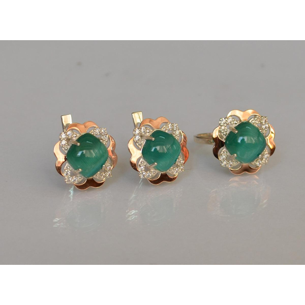 Серебряный набор с золотыми пластинами (165)