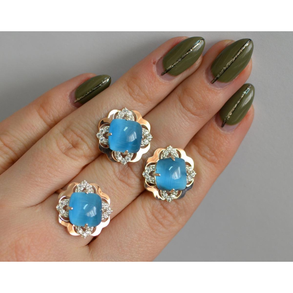 Серебряный набор с золотыми пластинами (165)