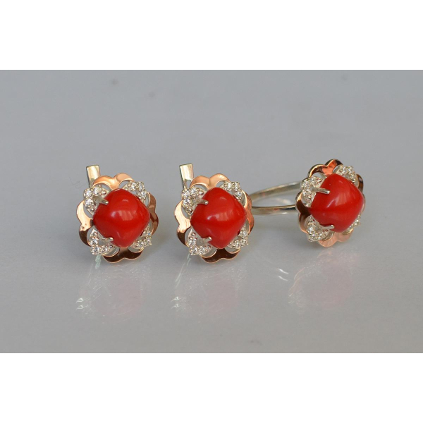 Серебряный набор с золотыми пластинами (165)