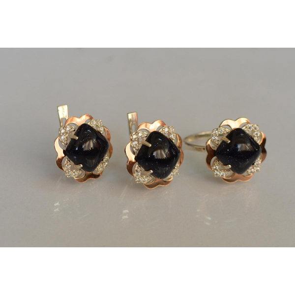 Серебряный набор с золотыми пластинами (165)