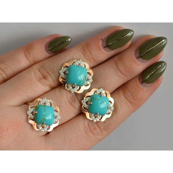 Серебряный набор с золотыми пластинами (165)