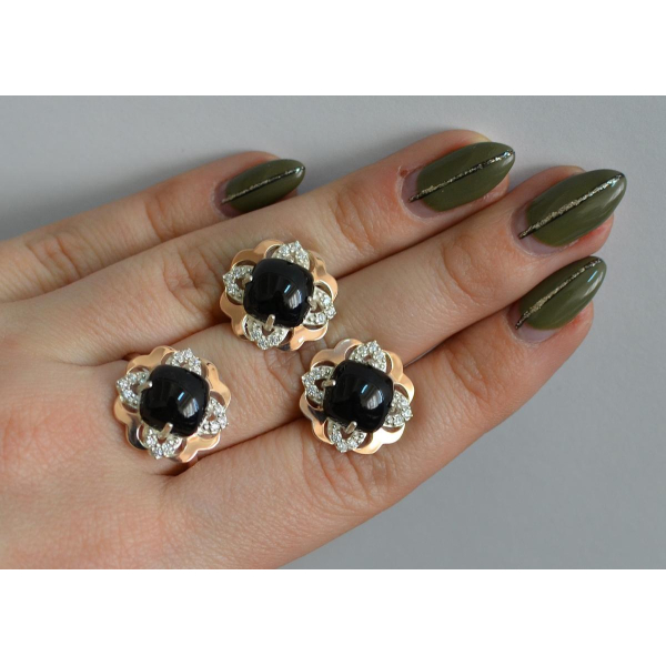 Серебряный набор с золотыми пластинами (165)