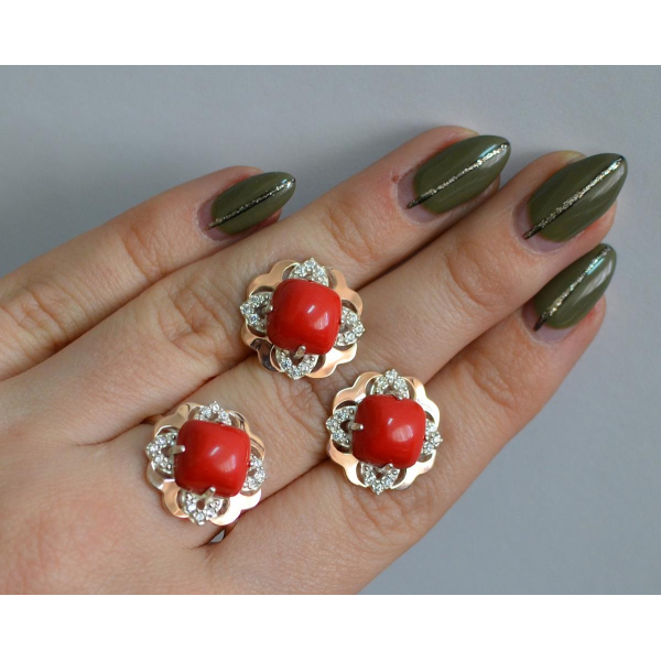 Серебряный набор с золотыми пластинами (165)