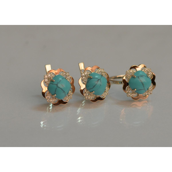 Серебряный набор с золотыми пластинами (165)