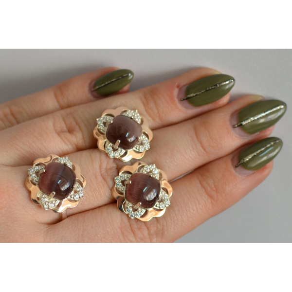 Серебряный набор с золотыми пластинами (165)