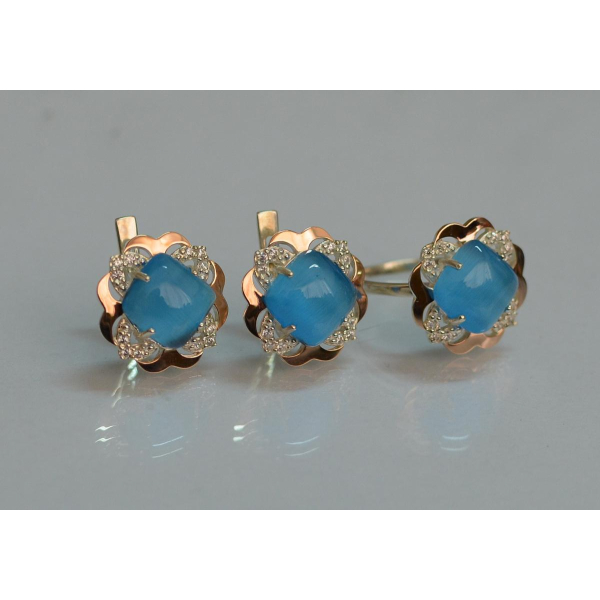 Серебряный набор с золотыми пластинами (165)