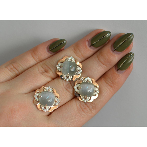 Серебряный набор с золотыми пластинами (165)