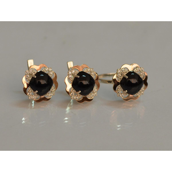 Серебряный набор с золотыми пластинами (165)