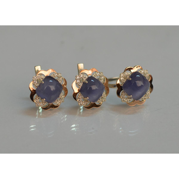 Серебряный набор с золотыми пластинами (165)