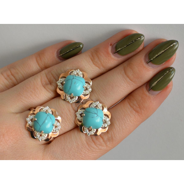 Серебряный набор с золотыми пластинами (165)