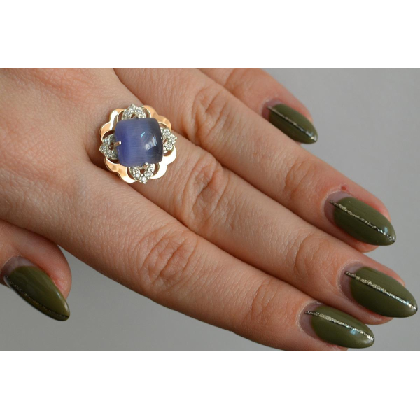 Серебряное кольцо с золотыми вставками (165к)