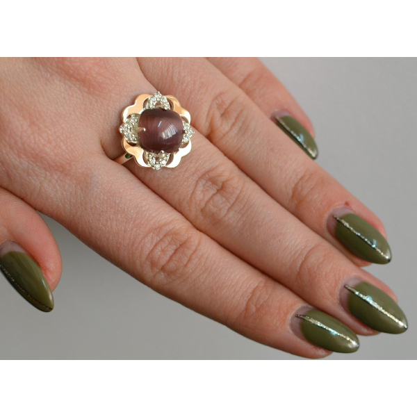 Серебряное кольцо с золотыми вставками (165к)