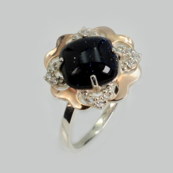 Серебряное кольцо с золотыми вставками