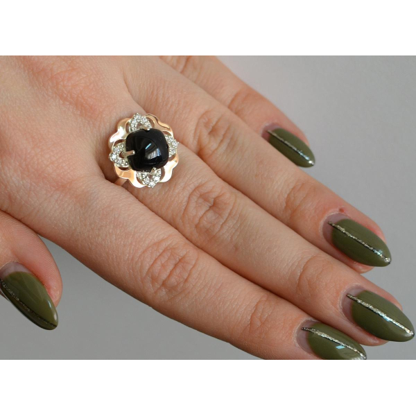 Серебряное кольцо с золотыми вставками (165к)