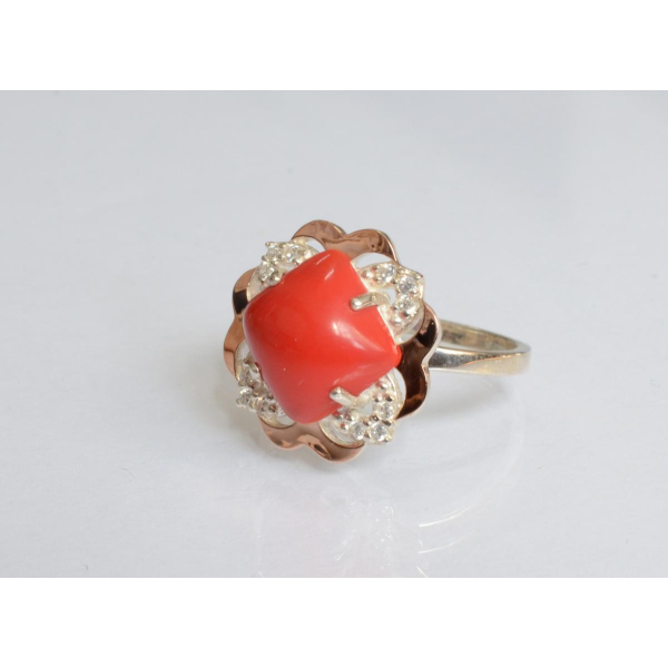 Серебряное кольцо с золотыми вставками (165к)