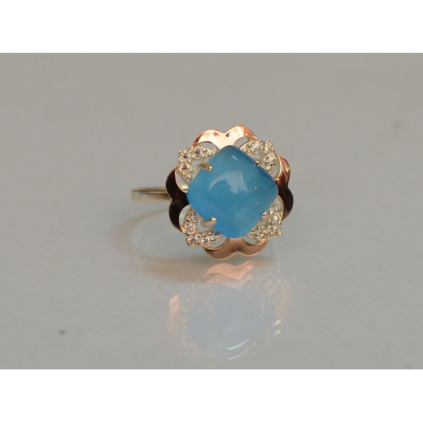 Серебряное кольцо с золотыми вставками (165к)