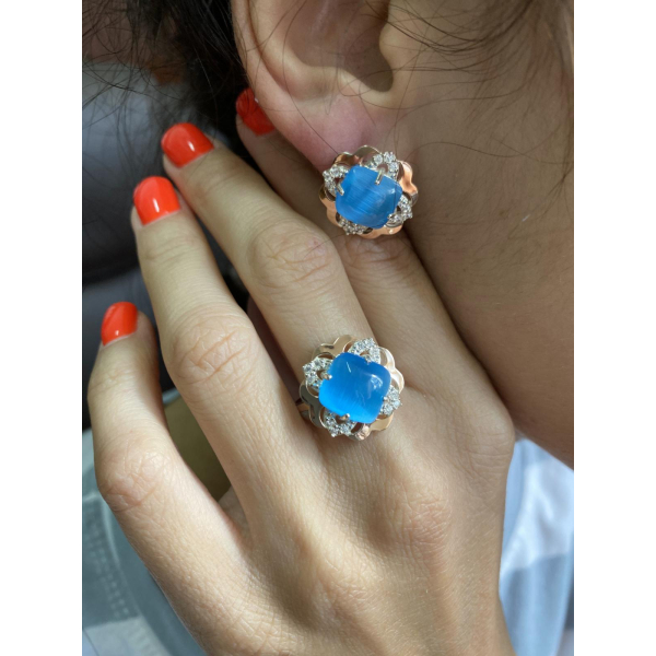 Серебряное кольцо с золотыми вставками (165к)