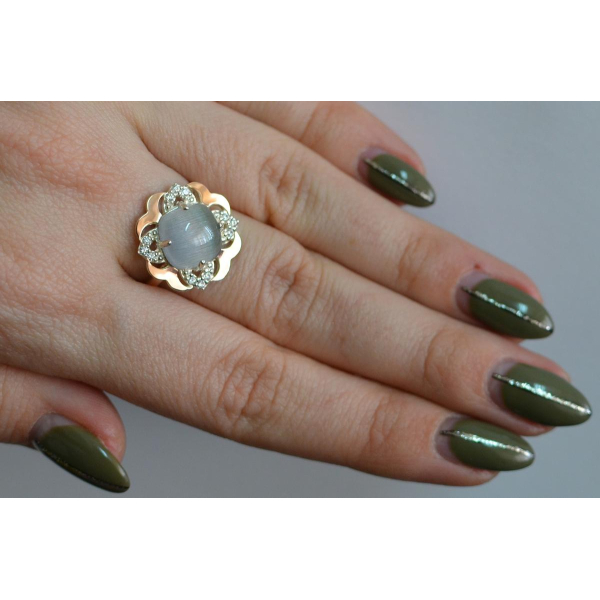 Серебряное кольцо с золотыми вставками (165к)