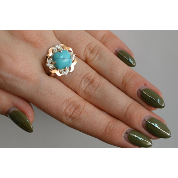 Серебряное кольцо с золотыми вставками (165к)