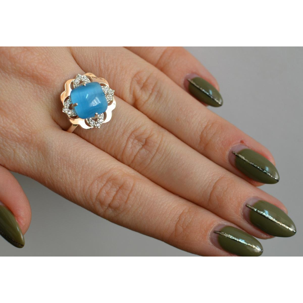 Серебряное кольцо с золотыми вставками (165к)