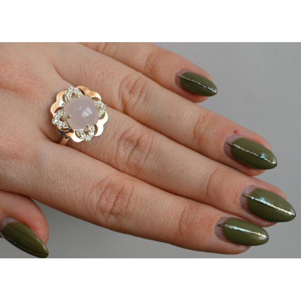 Серебряное кольцо с золотыми вставками (165к)