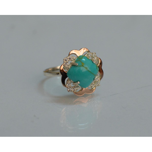 Серебряное кольцо с золотыми вставками (165к)