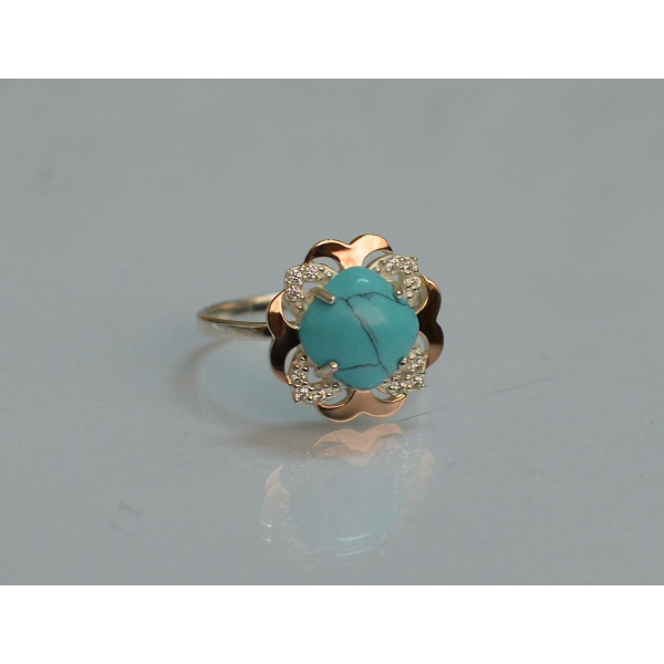 Серебряное кольцо с золотыми вставками (165к)