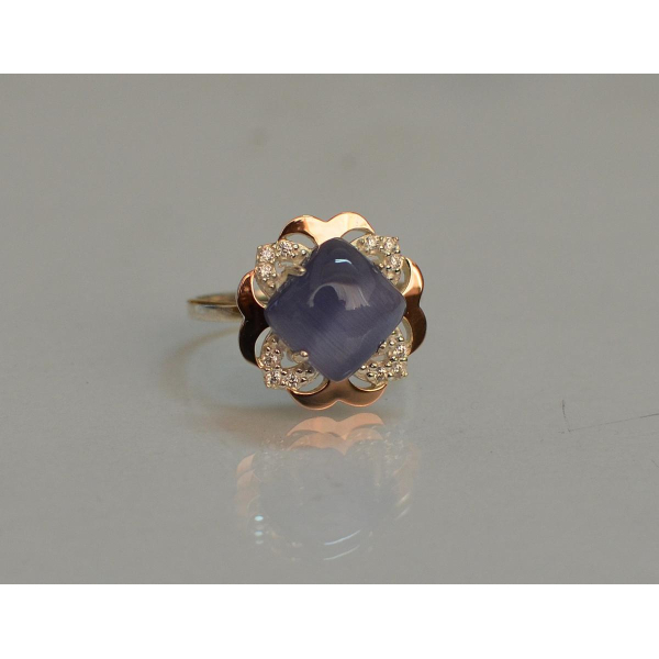 Серебряное кольцо с золотыми вставками (165к)