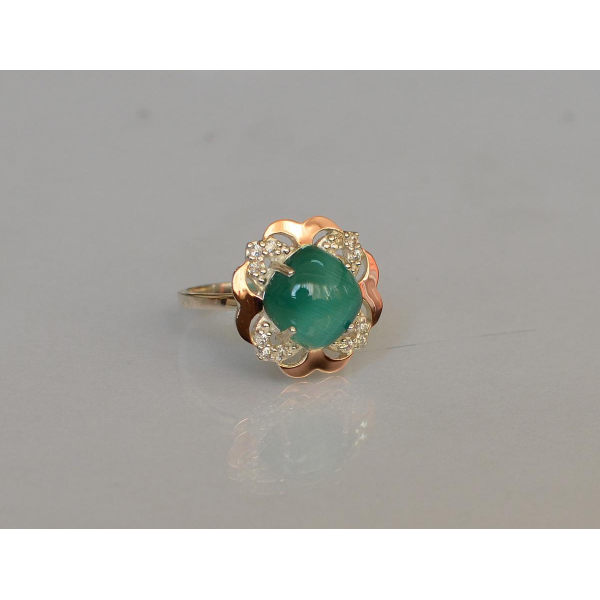 Серебряное кольцо с золотыми вставками (165к)