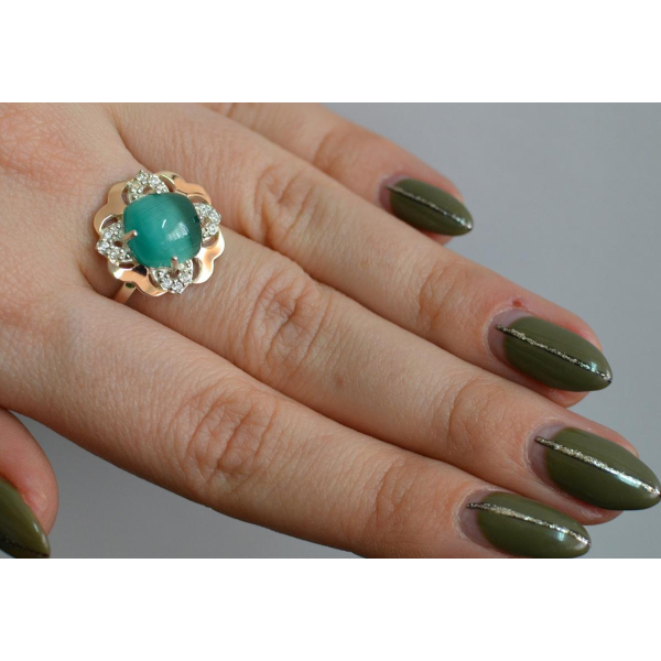 Серебряное кольцо с золотыми вставками (165к)