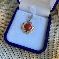 Серебряная подвеска с золотими вставками