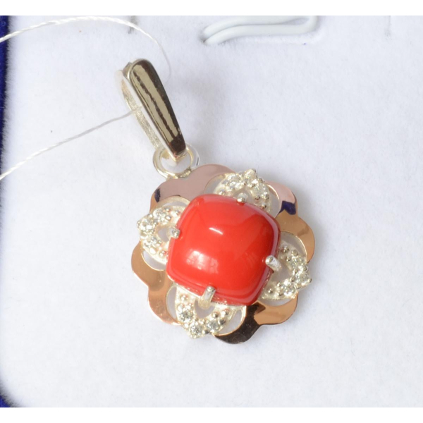 Серебряная подвеска с золотими вставками (165п)