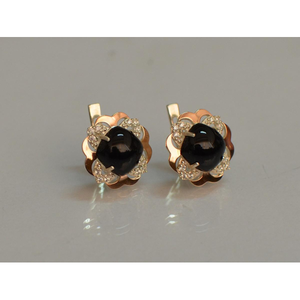 Серебряные серьги с золотыми вставками (165с)