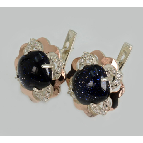 Серебряные серьги с золотыми вставками